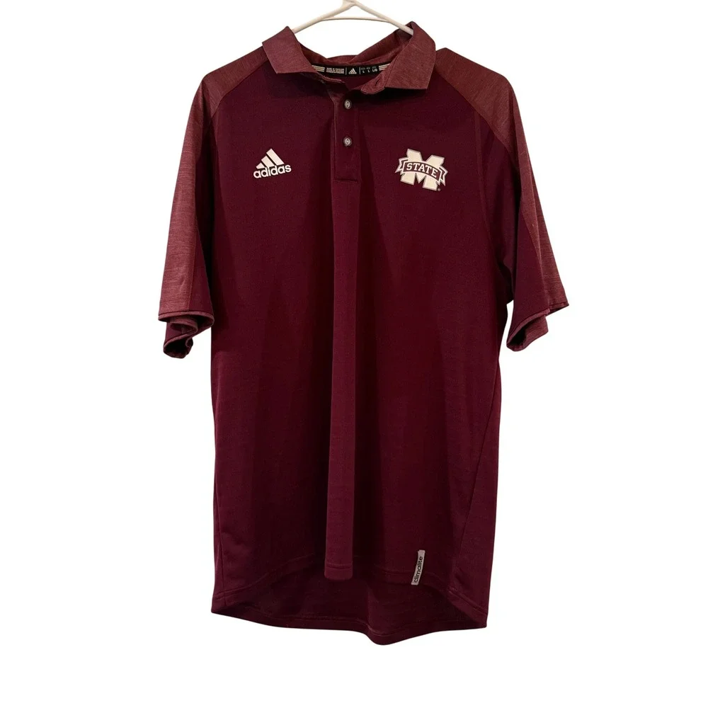 Adidas‎ Mississippi State Bulldogs Climalite Polo Shirt Mens Large Maroon NCAA